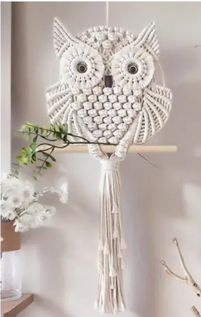 Macrame Owl Wall Hanging Decor