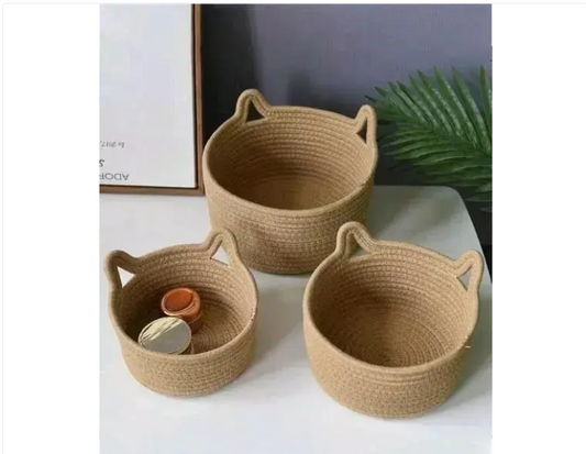 boho home decor big rope storage book jute fruits planter laundry basket cloth bag kids toy gift hamper baby tray set of 3